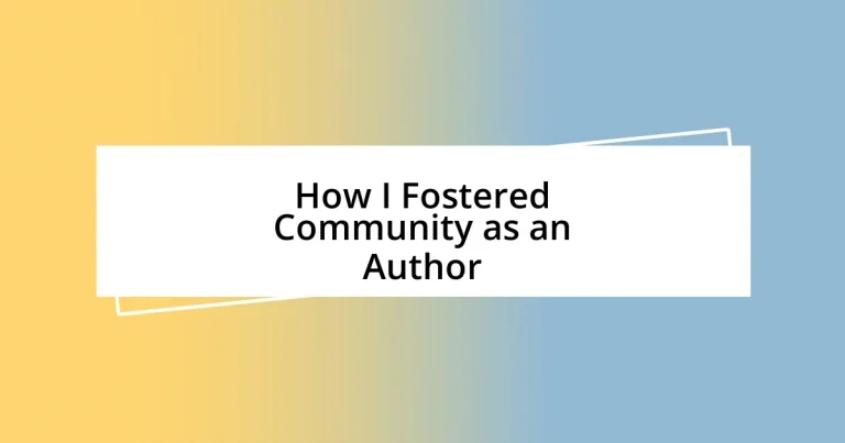 How I Fostered Community as an Author