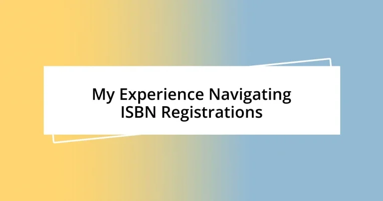 My Experience Navigating ISBN Registrations