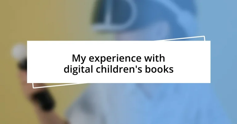 My experience with digital children’s books