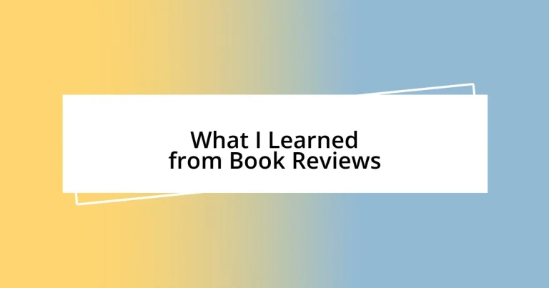 What I Learned from Book Reviews