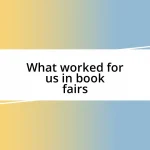 What worked for us in book fairs