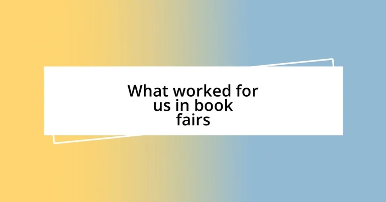 What worked for us in book fairs