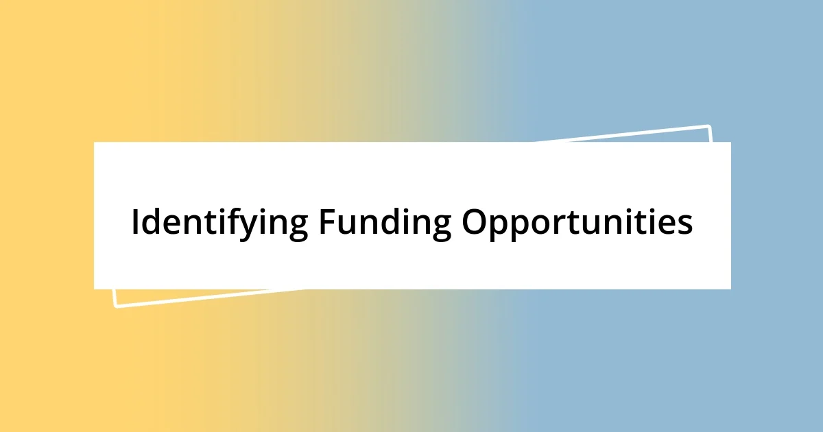 Identifying Funding Opportunities