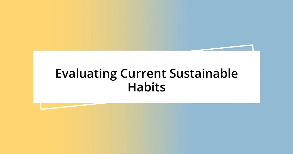 Evaluating Current Sustainable Habits